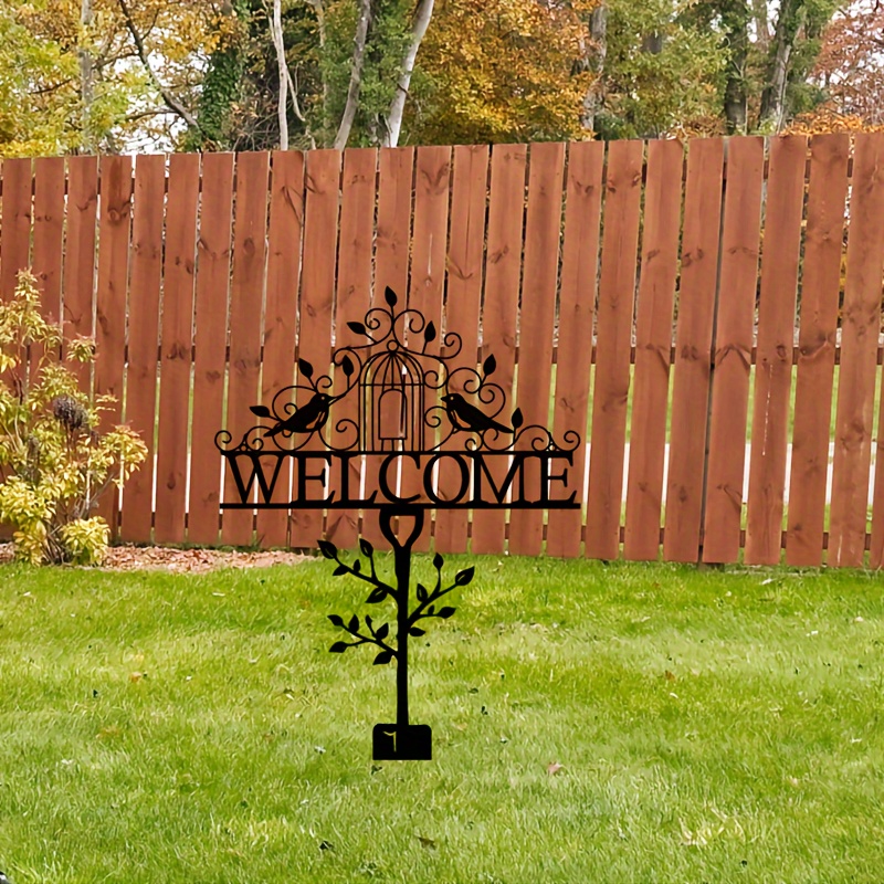 Smart Garden Ornaments - 1pc Rustic Metal Welcome Bird Sign