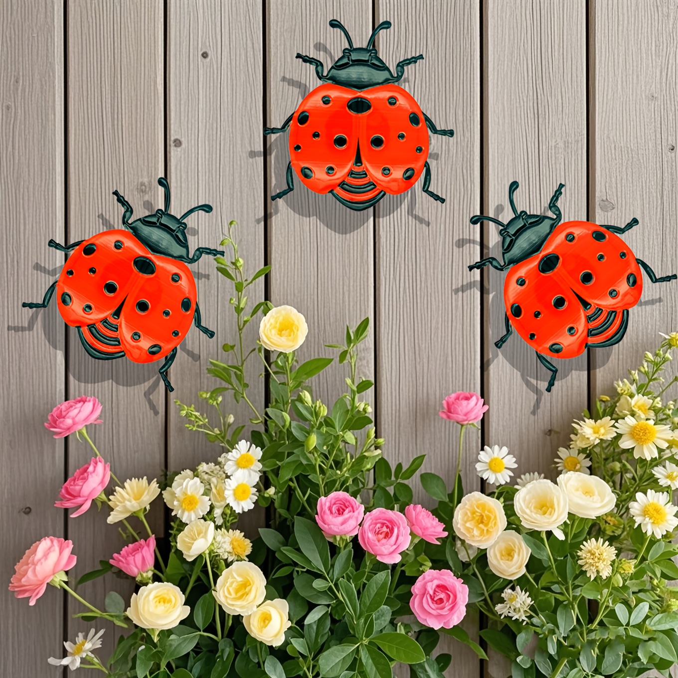 3pcs metal ladybug wall decor  - Smart Garden Ornaments recension och pris