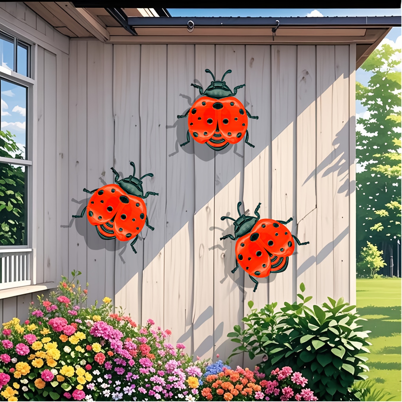3pcs metal ladybug wall decor  - Smart Garden Ornaments recension och pris